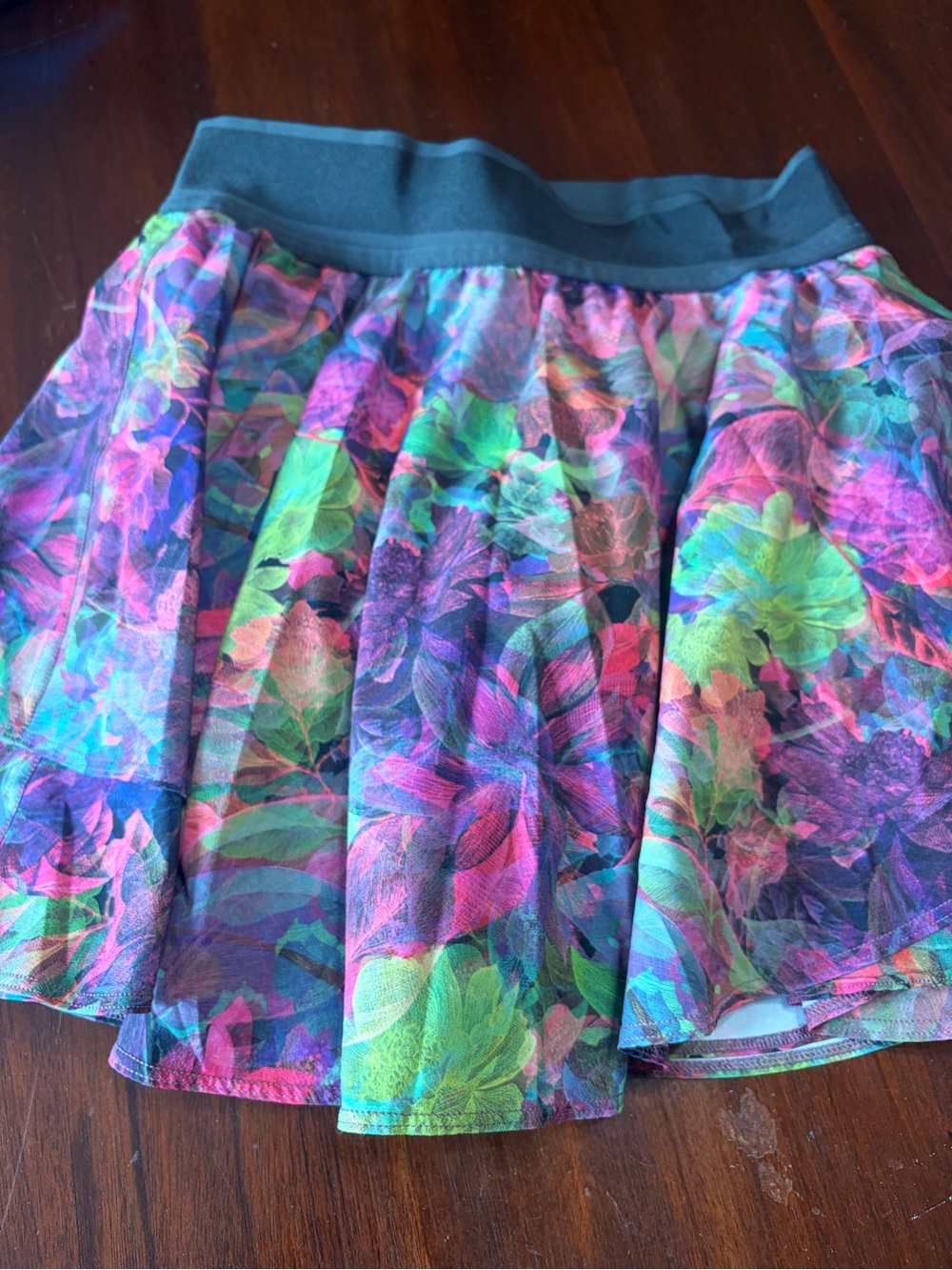 lululemon athletica Multicolor Floral Mesh Skater Skirt with Black Waistband